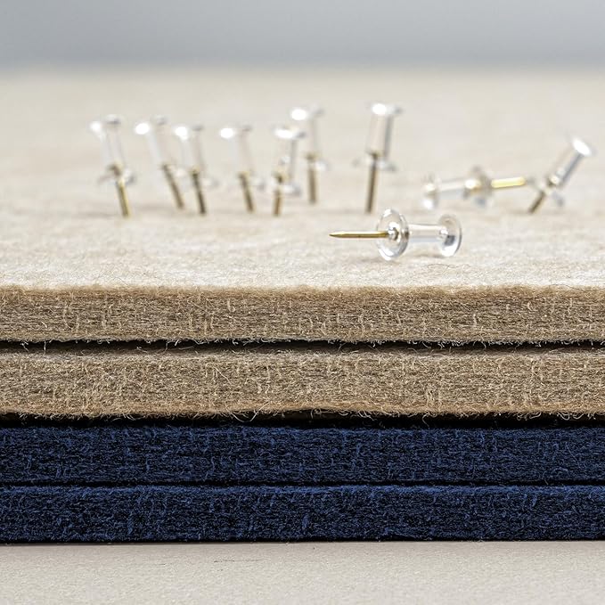 Bulletin Board, 36 x 24 inches Felt Board - Decorative Pin Board, Cork Board Alternative for Wall, 3' x 2' Foldable Self-Adhesive Vision Board Prayer Board with 20 Pushpins - Dark Blue
