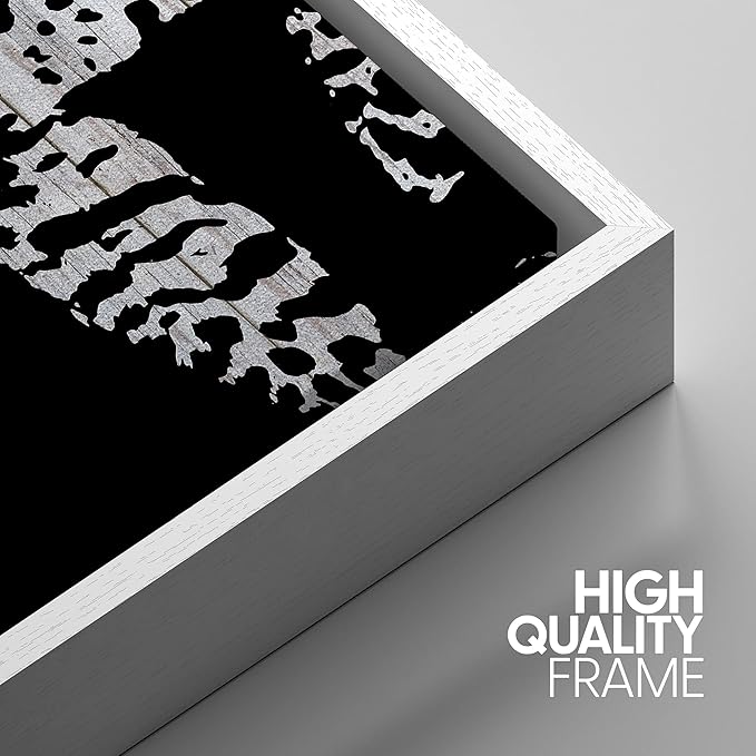 IDEA4WALL Framed Canvas Print Wall Art Grayscale Spotted Leopard on Wood Panels Animals WildLife Illustrations Modern Art Tropical Portrait Dark for Living Room, Bedroom, Office - 24"x36" WHITE