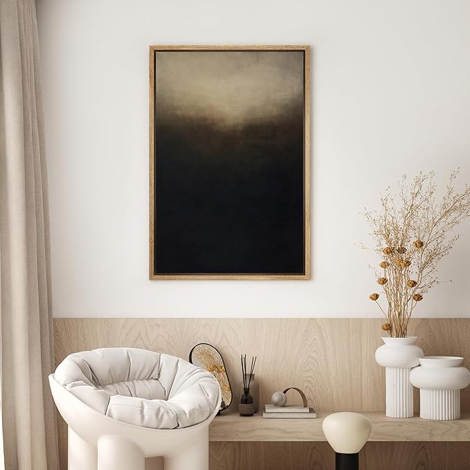 SIGNWIN Framed Canvas Print Wall Art Dark Gradient Abstract Illustrations Minimalism Decorative for Living Room, Bedroom, Office - 16"x24" Natural