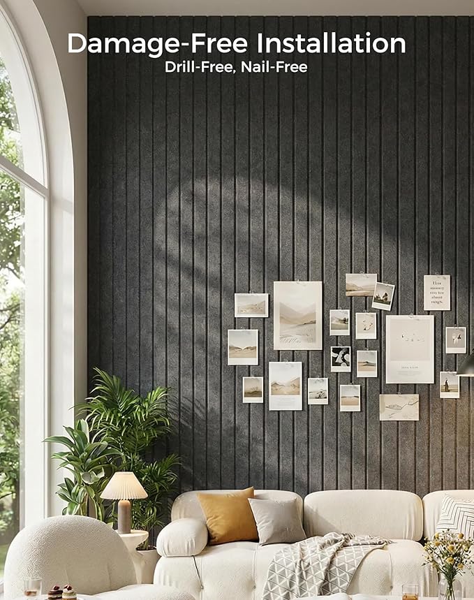 Aothia 12-Pack Large Felt Bulletin Board 48"x36", Modular Pin Board Tiles for Wall, Cork Board Alternative for Office & Classroom, Includes 70 Adhesive Tabs & 40 Pushpins, Charcoal Gray