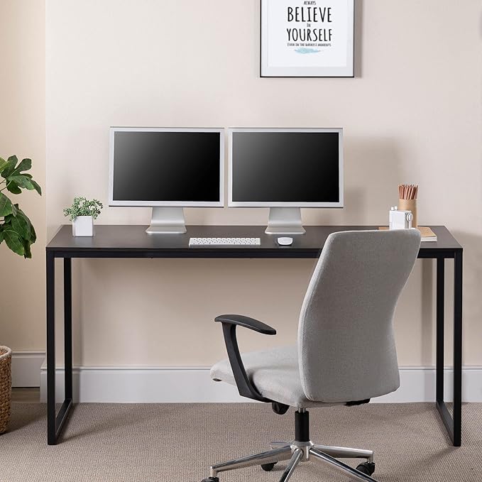 Zinus Jennifer 63 Inch Black Frame Desk, Computer Workstation, Office Desk, Easy Assembly, Deep Espresso