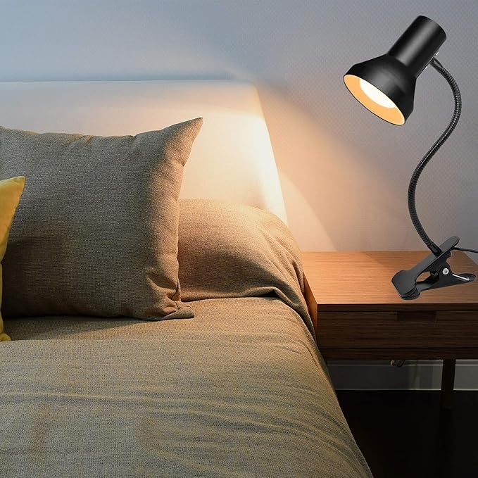 Desk Lamp Eye-Caring Table Lamps, 360°Rotation Gooseneck Clip on Lamp, Portable Reading Book Light, Clamp Light Eye-Caring Study Desk Lamps for Bedroom and Office Home Lighting