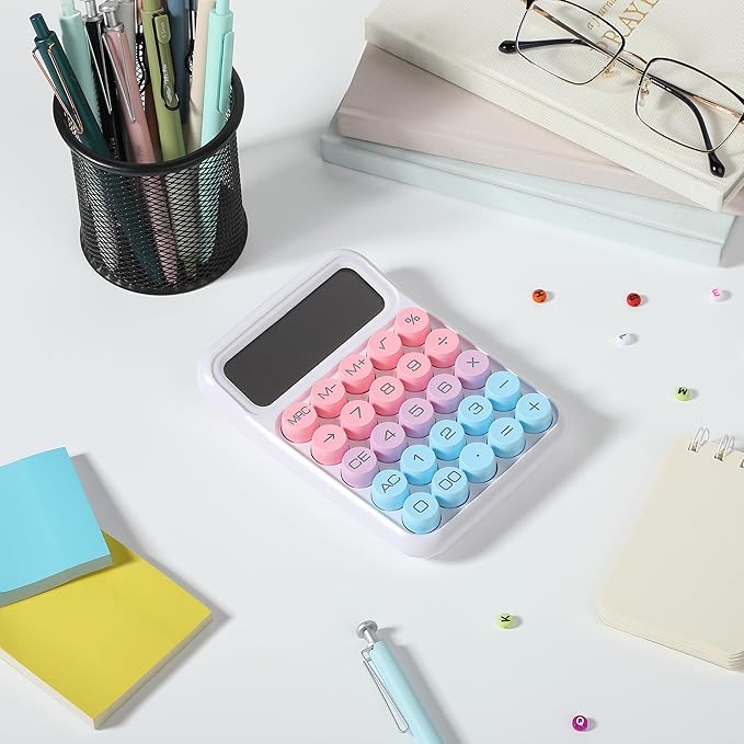 Mr. Pen- Mechanical Switch Calculator, 12 Digits, Large LCD Display, Colorful Calculator Big Buttons