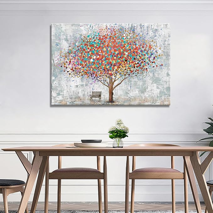 DZL Art H71181 Tree Wall Art Canvas Prints Wall Art Abstract Colorful Tree Painting Landscape Modern Artwork for Living Room Bedroom Office Home Wall Decoration Decor