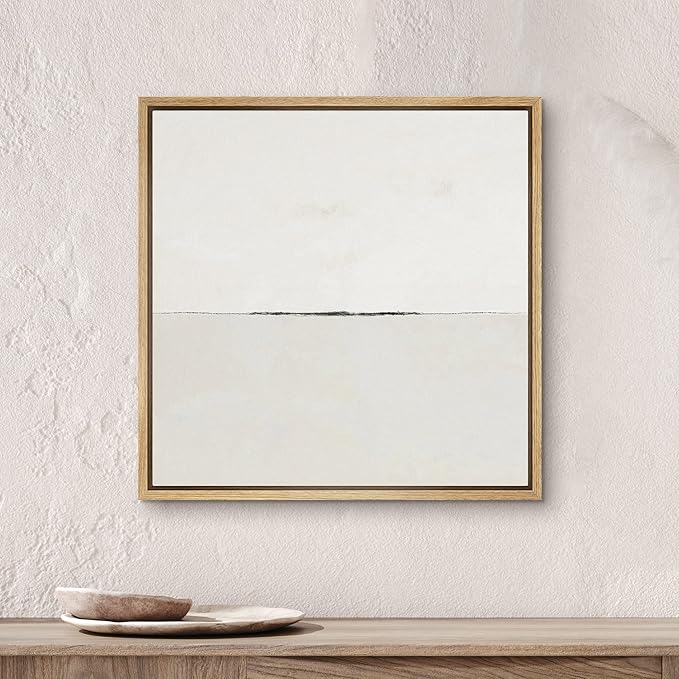 SIGNWIN Framed Canvas Print Wall Art Geometric Pastel White Abstract Landscape Nature Shapes Illustrations Modern Art Decorative Contemporary Minimal for Living Room, Bedroom, Office - 16"x16" NATURAL