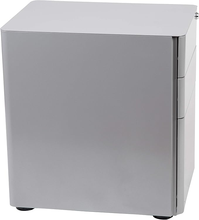 EMMA + OLIVER Modern 3-Drawer Mobile Locking Filing Cabinet Storage Organizer-Gray