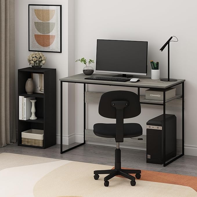 Furinno LUDER Book Shelf, 3-Cube Bookcase, Bookshelf, Open Storage Shelf, 9.3 x 12 x 31.5 Inches, for Home Office, Living Room, Darkwood