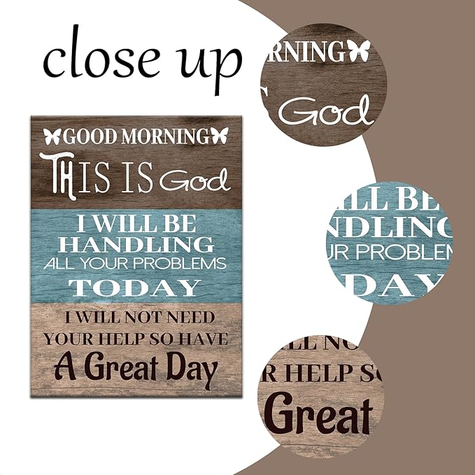 God Canvas Wall Art Good Morning This is God Religious Quotes Print Funny Christian Picture Poster Inspirational Quotes Poster Sign for Home Office Church Wall Decor Ready to Hang [12''Wx18''H]