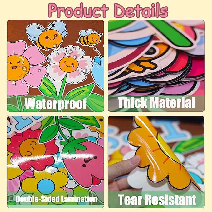 Spring Floral Bulletin Board Decorations Set with Borders Motivational Bloom Flowers Classroom Decor for Teachers Cute Wildflowers Positivity Cutouts for Class School Classroom Bulletin Board Decorati