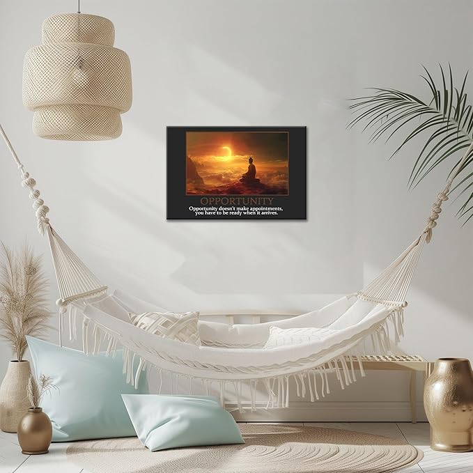 UZMKM - Office Wall Art, Motivational & Inspirational Quotes Canvas Wall Art for Home Office Wall Decor, Positive Quote Wall Decor, OPPORTUNITY Words Poster Frame for Company Wall Decor 24x36 Inch
