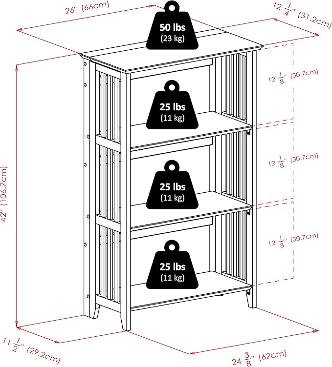 Winsome Mission Beech Wood 4-Tier Shelf, Natural