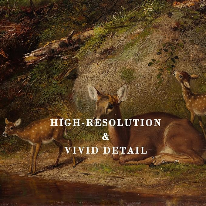 Kizbok Vintage Wall Art Decor Retro Deer and Fawn Canvas Prints Farmhouse Wall Decor Rustic Country Landscape Vintage Art Pictures for Nursery Bedroom Bathroom Office Decor(12" x 16"-UNFRAMED)