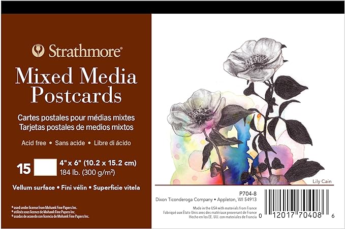 Strathmore Mixed Media Postcard Pad, 4x6 inches, 15 Postcards