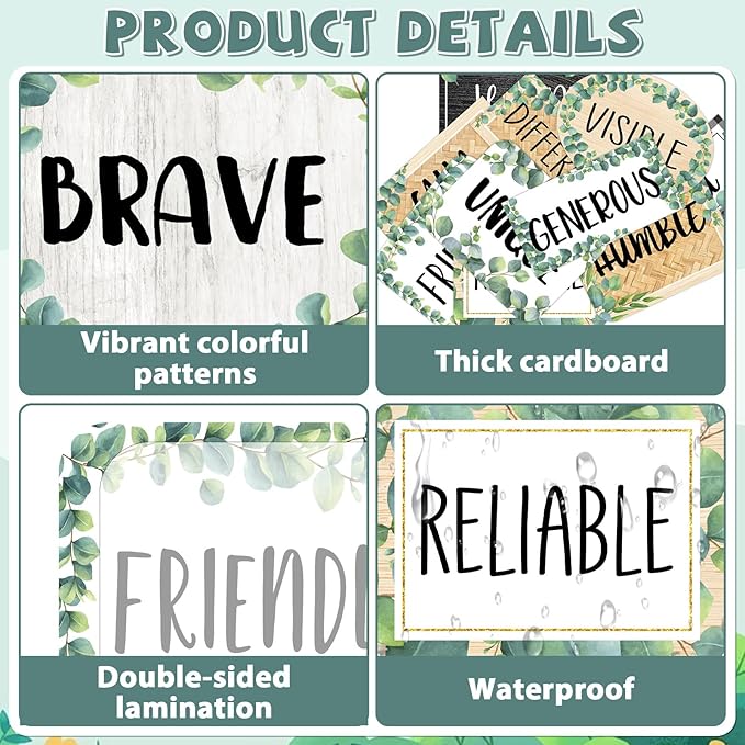 Eucalyptus Motivational Bulletin Board Set Greenery Decoration for Classroom Inspirational Posters Choose to Be Positive Accent Cutouts Eucalyptus Bulletin Boards for Teachers School Wall Supplies