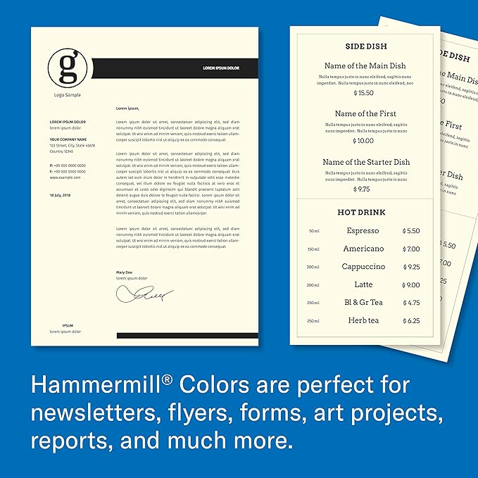 Hammermill Colored Paper, 20 lb Cream Printer Paper, 11 x 17 - Made in the USA, Pastel Paper, 168050R - 1 Ream (500 Sheets)