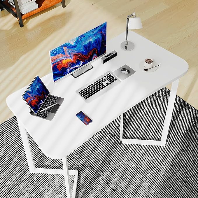 Computer Desk 40 Inch Small Table for Office,Modern Simple Style Writing Study Work Gaming Table for Home Office (White)