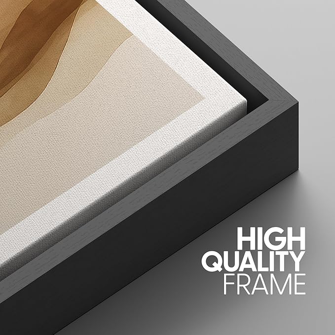 SIGNWIN Framed Canvas Print Wall Art Set Brown Abstract Mountain Neutral Minimalist Landscape Illustrations Modern Art Decorative Nordic Abstract for Living Room, Bedroom, Office - 16"x24"x3 Black