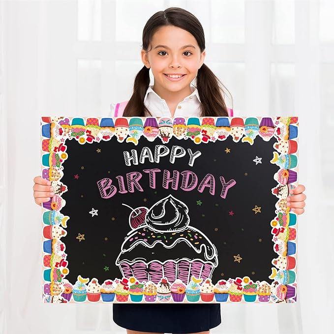 72 Feet Cupcake Border Birthday Bulletin Board Borders Trim for Birthday Classroom Summer Party Decoration