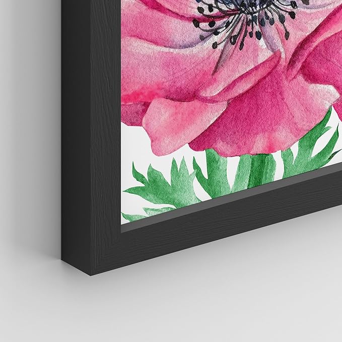 SIGNWIN Framed Poster Bathroom Decor 11"x14"x 8 Black, Wall Art Room Decor Multicolor for Living Room, Bedroom, Office Pink Daisy Jungle Tropical Botanical Palm Leaf Nature Abstract Shapes