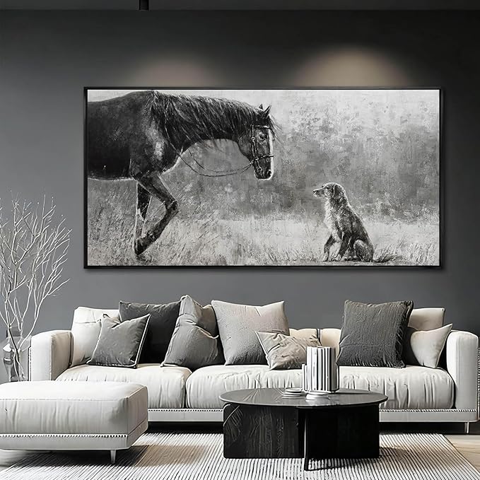 Animal Canvas Wall Art Vintage Print Pictures Farmhouse Wall Decor 29"x58" Bedroom Artwork for Over Bed Office Decorations