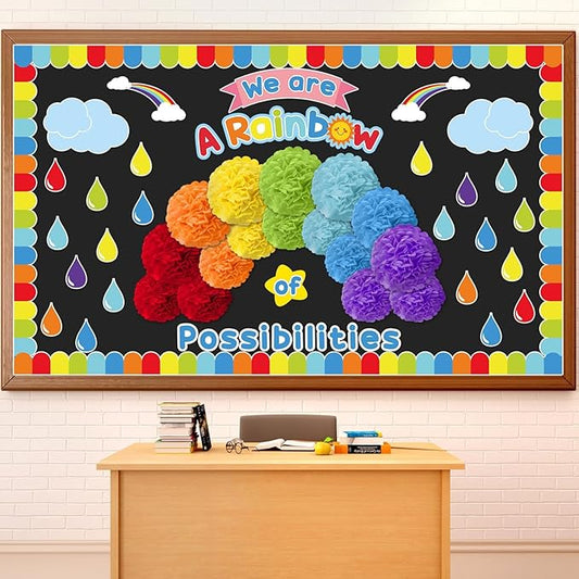 3D We are A Rainbow of Possibilities Bulletin Board Decorations Colorful Rainbow Bulletin Board Motivational Rainbow Themed Classroom Decor for Back to School Chalkboards Wall