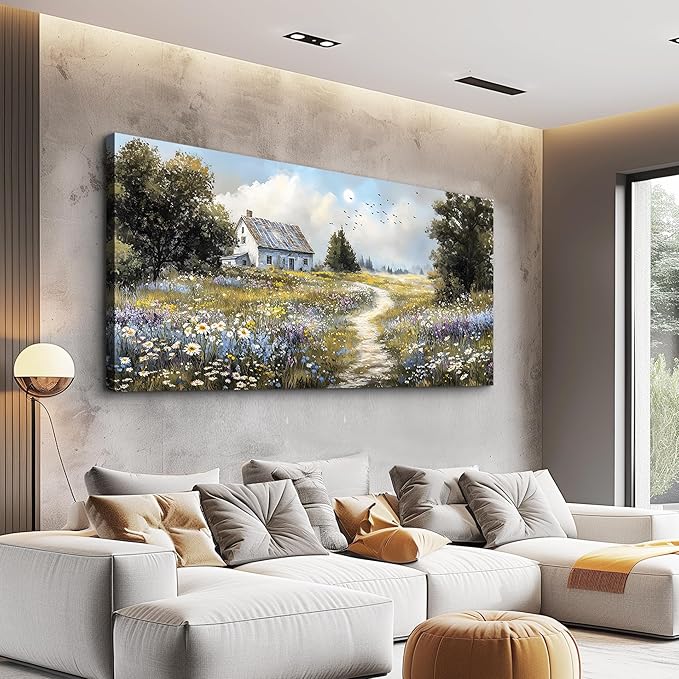 FUHAIHUA Large Wall Decor For Living Room Canvas Wall Art For Office Modern Wall Decorations For Bedroom Farmhouse Landscape Painting Countryside Pictures Artwork Room Home Decor 24x48 In
