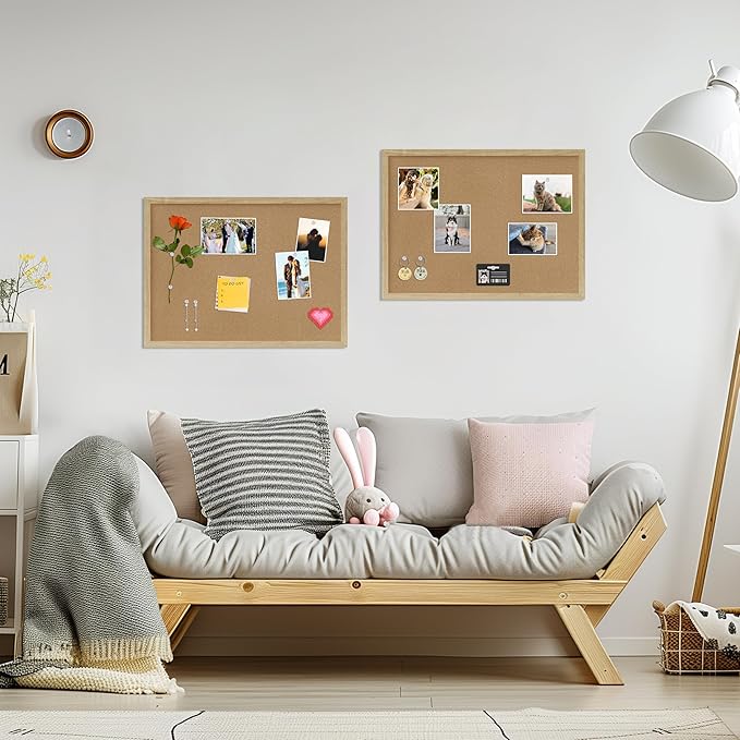 Cork Board Bulletin Board,23x17 Cork Board for Office with Pin Oak Wood Boards,Message Board or Vision Board Decoration.Board Wood 1Pack
