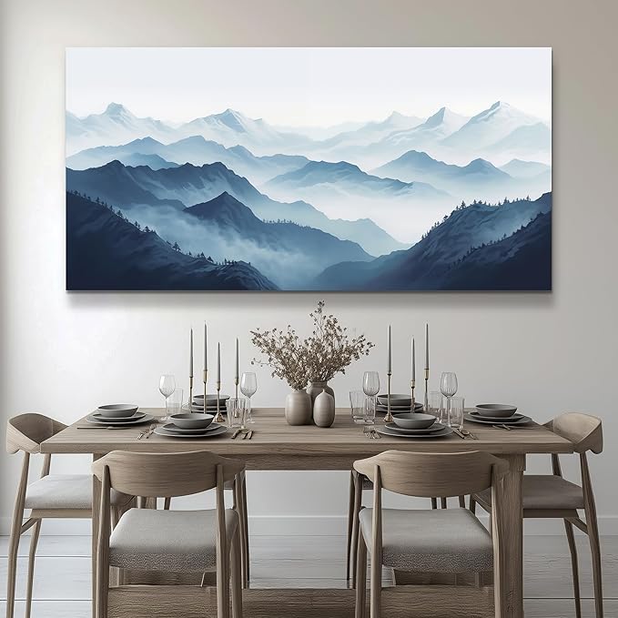 MHARTK66 Large Wall Art For Living Room Canvas Wall Decor For Office Bedroom Decor Art Black And White Grey Mountain Scenery Wall Painting View Pictures Artwork Hotel Room Home Decor 30x60 In