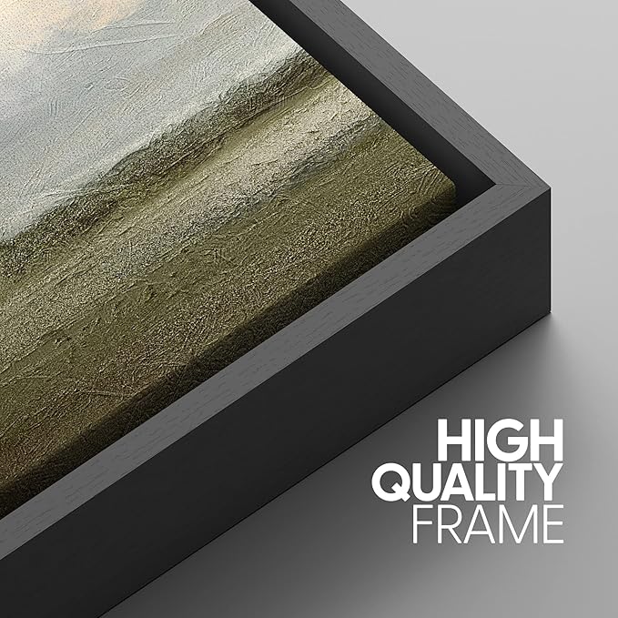 SIGNWIN Framed Canvas Print Wall Art Set Minimal Pastel Sunset Desert Landscape Nature Abstract Illustrations Modern Art Decorative Nordic Rustic for Living Room, Bedroom, Office - 16"x24"x3 Black