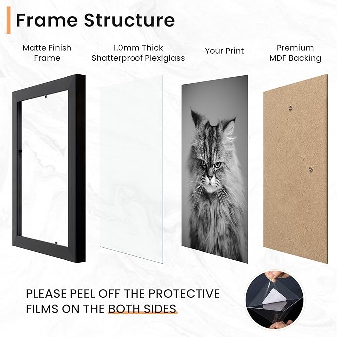 15 Pack Picture Frames Collage Wall Decor, Gallery Frame Set for Wall Mounting or Tabletop Display, Multi Sizes Including 3pcs 8x10, 6pcs 5x7, 6pcs 4x6, Black