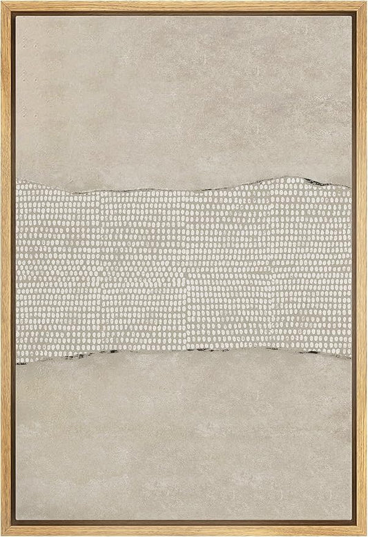 IDEA4WALL Framed Canvas Print Wall Art Grunge Tan Pastel Industrial Color Field Abstract Shapes Illustrations Modern Art Contemporary Relax/Calm for Living Room, Bedroom, Office - 24"x36" Natural