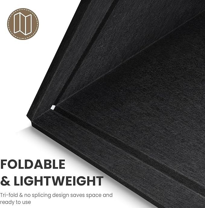 Large Bulletin Board, 48 X 35 Inches Felt Cork Board with 40 Pushpins, Foldable Felt Notice Pin Board Photo Display Board with Self-Adhesive Tape for Office Home School (Black, 48x35 inch)