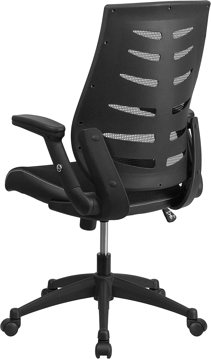Flash Furniture Kale High Back Designer Black Mesh Executive Swivel Ergonomic Office Chair with Height Adjustable Flip-Up Arms