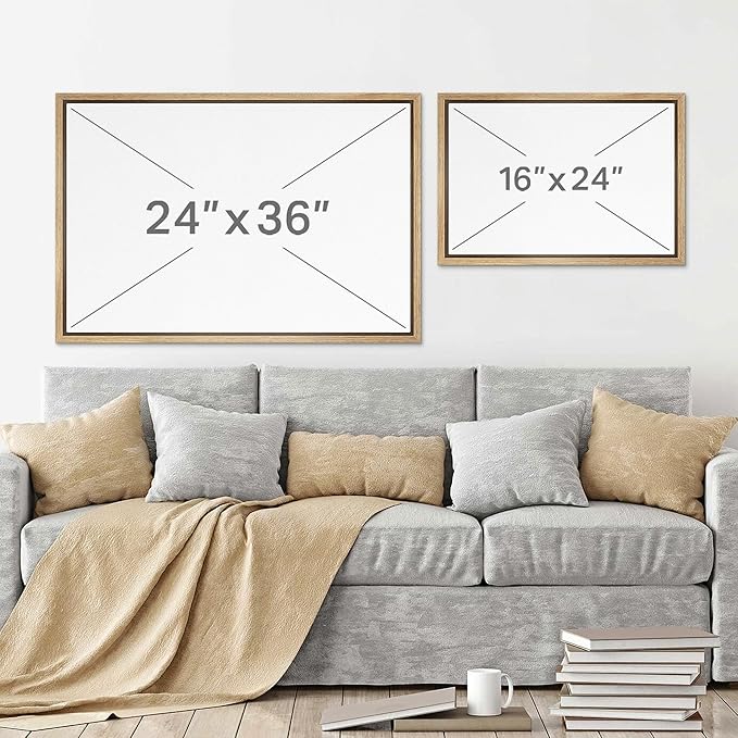 SIGNWIN Framed Canvas Print Wall Art Light Beige Horizon Abstract Illustrations Minimalism Decorative for Living Room, Bedroom, Office - 24"x36" Natural