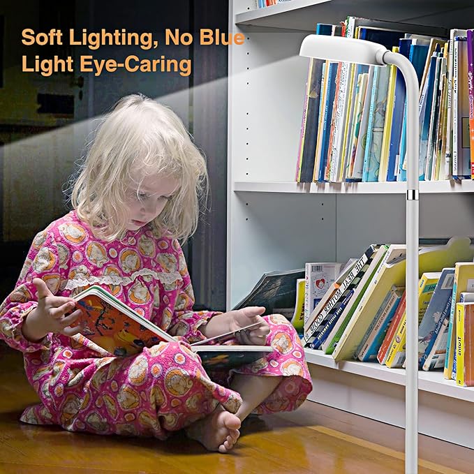 Cordless Floor Lamp, 5000mAh Rechargeable Battery Operated Floor Lamp, Adapter Included, Portable, Touch Control for Bedroom Reading Camping, Gooseneck, 3 Color Temperatures Emergency Lighting