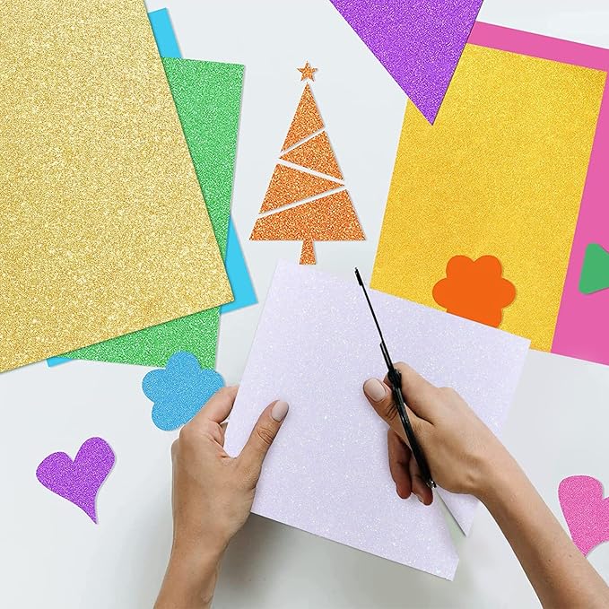 200Sheets White Glitter Cardstock 12 x 12, Thick Paper for Cricut, Card Stock for Card Making, Scrapbooking, Craft