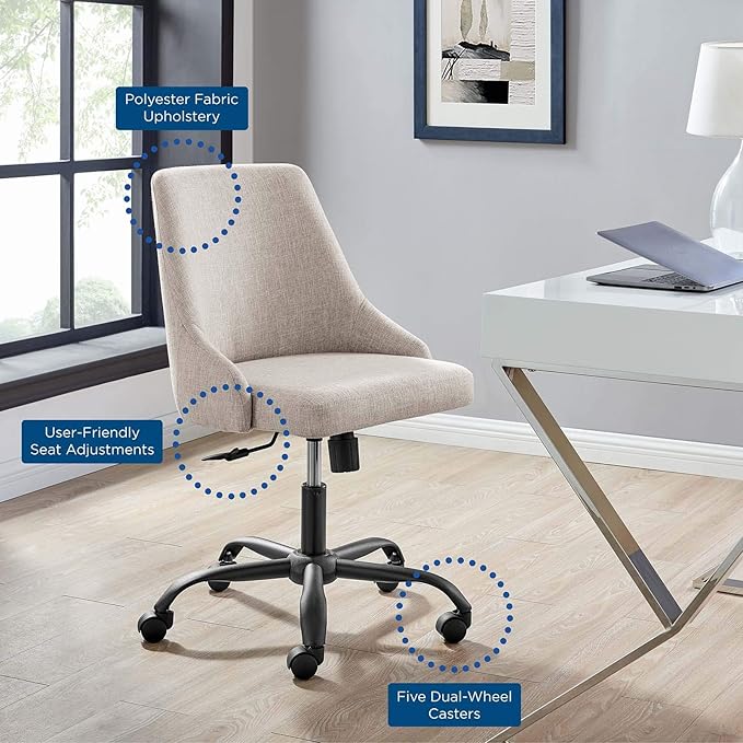 Modway EEI-4371-BLK-BEI Designate Swivel Upholstered Office Chair, Black Beige