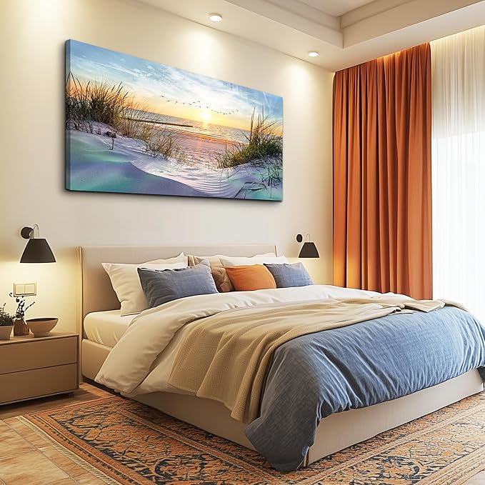 hyidecorart Canvas Wall Art For Living Room Large Size Decor Bedroom Blue Ocean Beach Landscape Paintings Poster Prints Artwork Office Decorations Seascape Pictures Modern Home Works