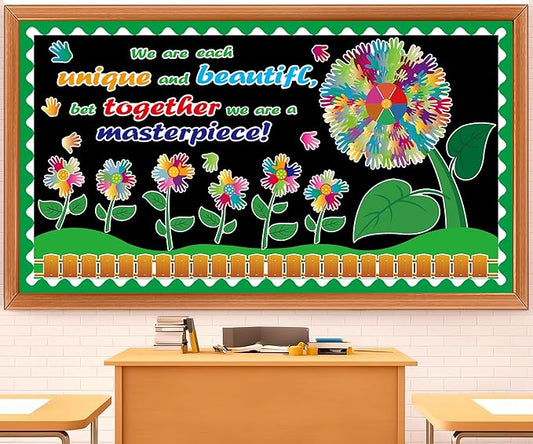 Spring Tree Bulletin Board Set – Watercolor Handprint Flowers Classroom Decor – Colorful Cutouts for Library, Home, Window, Wall Displays – Spring Party Supplies for Teachers