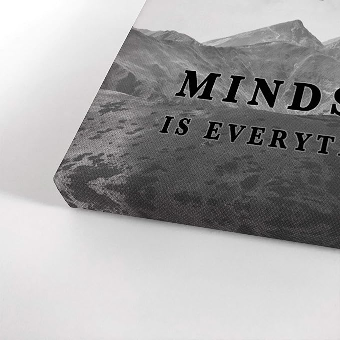 Smile Art Design Mindset is Everything Colorful Elephant Black and White View Motivational Wall Art Canvas Print Inspirational Entrepreneur Quote Office Living Room Decor Gift Ready to Hang 28x19