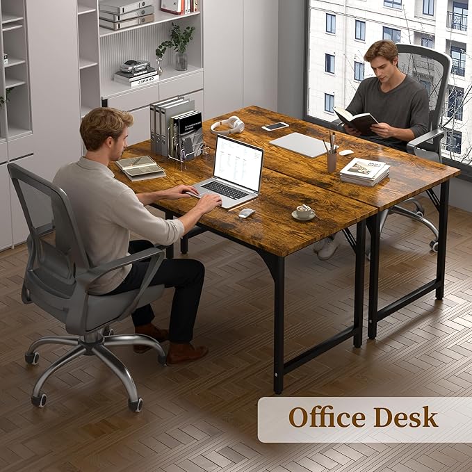 Computer Desk, 47 Inch Home Office Desks, Office Desk for Gaming Writing Study Work, Study Table with Large Legroom, Computer Desk with Metal Frame, Modern Simple Home Office Desk for Bedroom