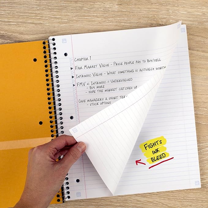 Five Star Spiral Notebook + Study App, 3 Subject, College Ruled Paper, 8-1/2" x 11", 150 Sheets, Fights Ink Bleed, Water Resistant Cover, Fire Red (72065)
