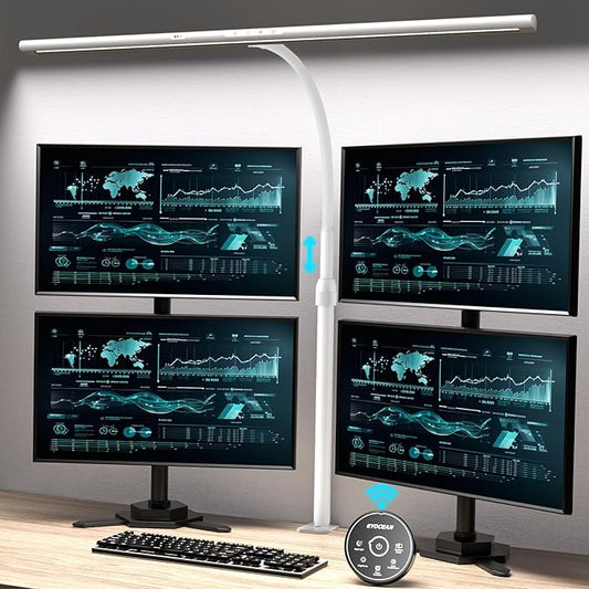 Desk Lamp, 31.5" Desk Light for Home Office, Brightest 24W, Gesture Sensor & Remote Control, Dimmable & Color Temperature, Monitor Light Bar with Telescopic Rod, Height Adjustable