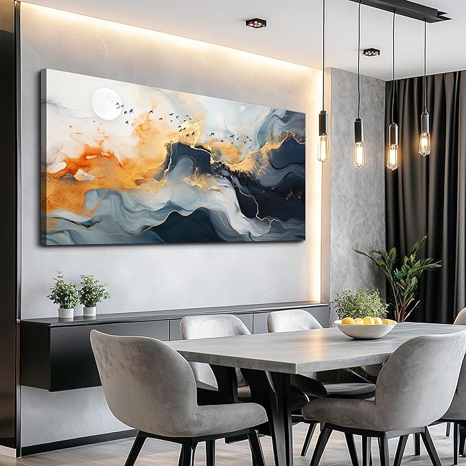 MHARTK66 Abstract Wall Art for Living Room, Large Canvas Prints Paintings Artwork for Walls, Minimalist Modern Bright Multicolor Colorful Pictures for Hallway Bedroom Office Home Wall Decor 24x48