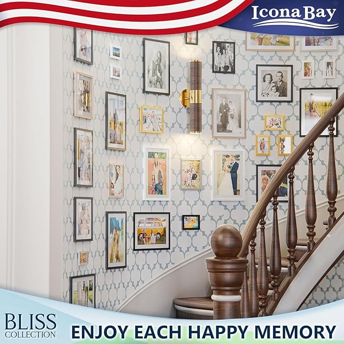 Icona Bay - 12x12 Light Oak Picture Frame with Removable Mat to 8x8 Photo - Modern Style Engineered Wood Poster Frame - Wall Mount Only - Bliss Collection