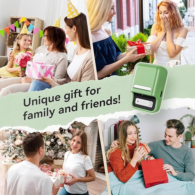 NIIMBOT B21 Label Maker Machine with Tape, 2 Inch Portable Sticker Printer Thermal Labeler for Gift Jar Candle Address Labels for Home Office Business Organization, Supports Mobile & PC, Green