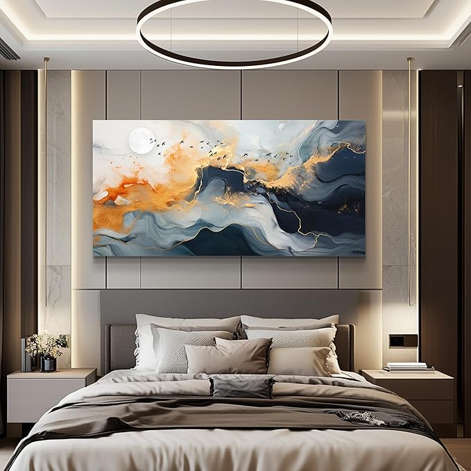 MHARTK66 Abstract Wall Art for Living Room, Large Canvas Prints Paintings Artwork for Walls, Minimalist Modern Bright Multicolor Colorful Pictures for Hallway Bedroom Office Home Wall Decor 24x48