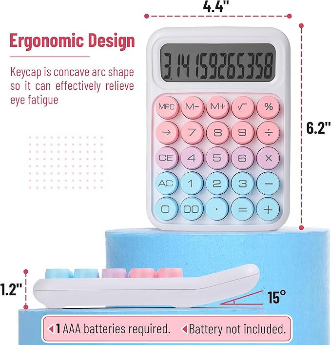 Mr. Pen- Mechanical Switch Calculator, 12 Digits, Large LCD Display, Colorful Calculator Big Buttons