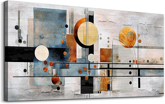 MHARTK66 Abstract Wall Art Modern Geometric Abstract Canvas Painting Large Vintage Texture Eye-Catching Home Decor for Living Room Bedroom Office Decorative Wall Picture Artwork Ready to Hang