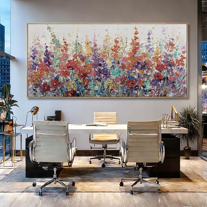 Colorful Framed Wall Art Flower Photo Prints Modern Wall Decorations 40"x86" Large Artwork for Dining Room Office Kitchen Pictures